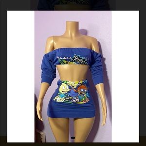 Graphic Two Piece Skirt Set, Size XS